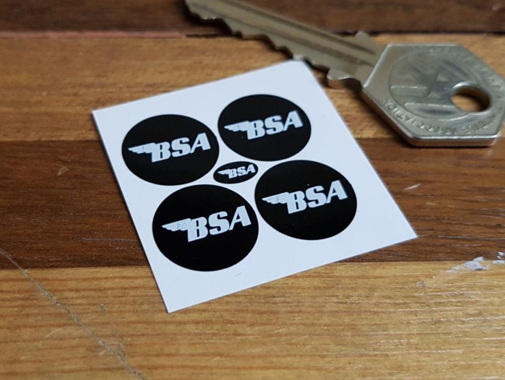 BSA Circular Black & White Stickers - 15mm Set of 4