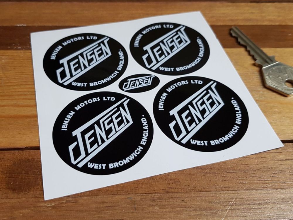 Jensen Circular  Black & White Stickers - 50mm Set of 4