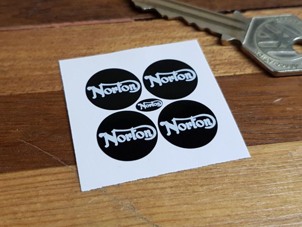 Norton Circular Black & White Stickers - 15mm Set of 4