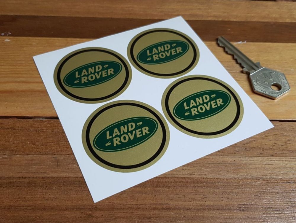 Land Rover Green & Gold Wheel Centre Style Stickers - 50mm Set of 4