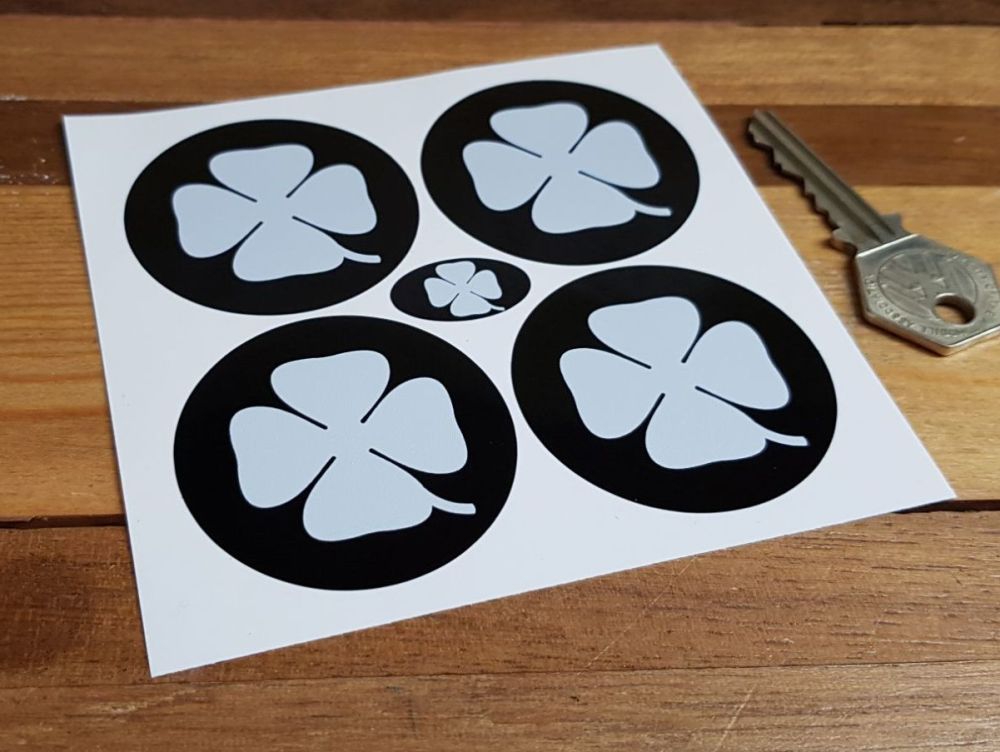 Alfa Romeo White & Black Cloverleaf Wheel Centre Stickers - Set of 4 - 50mm