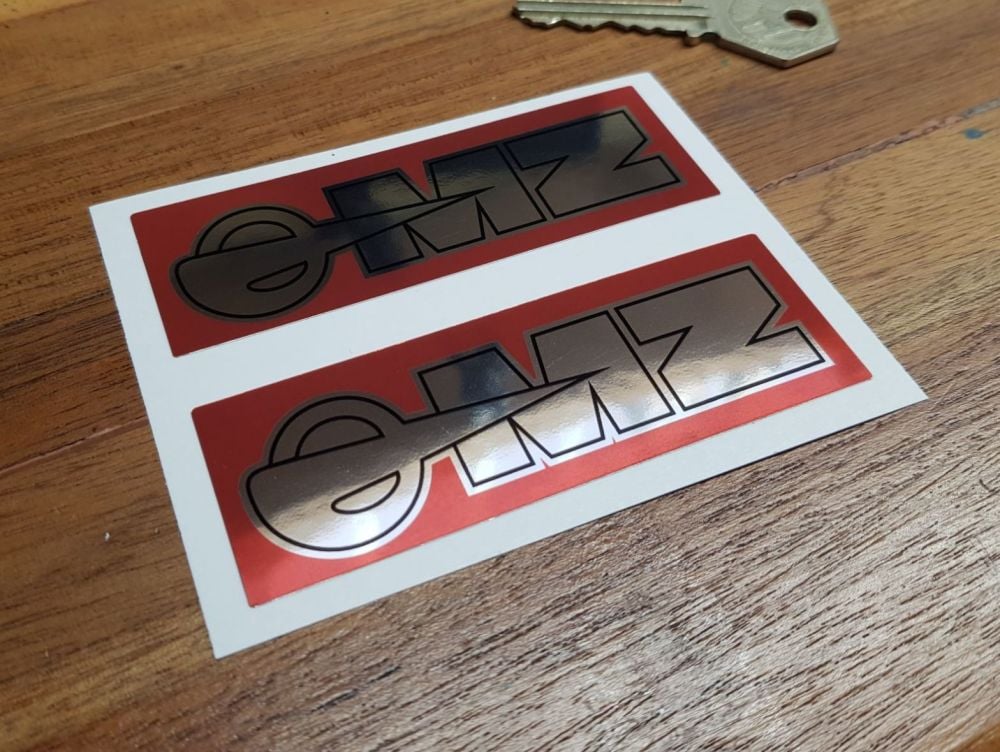 MZ Red & Foil Stickers 93mm Pair
