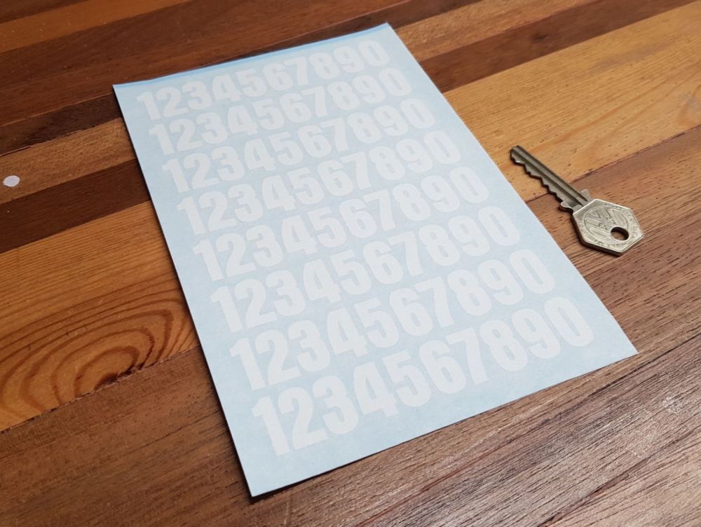 Cut Number Stickers. 1 - 0. Sheet of 80. 20mm Tall.