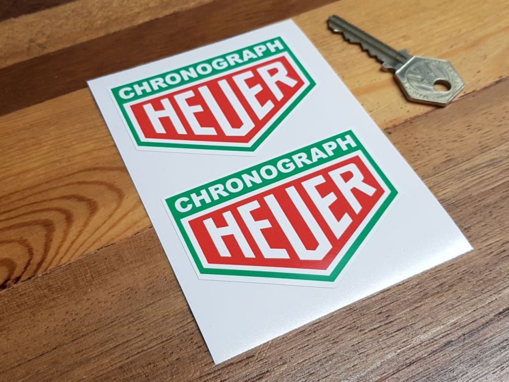 Chronograph Heuer Green Surround Stickers 3" Pair