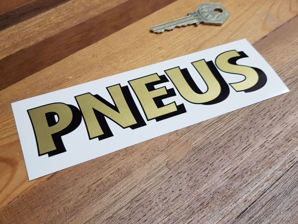 Pneus Cut Gold & Black Text Sticker - 6
