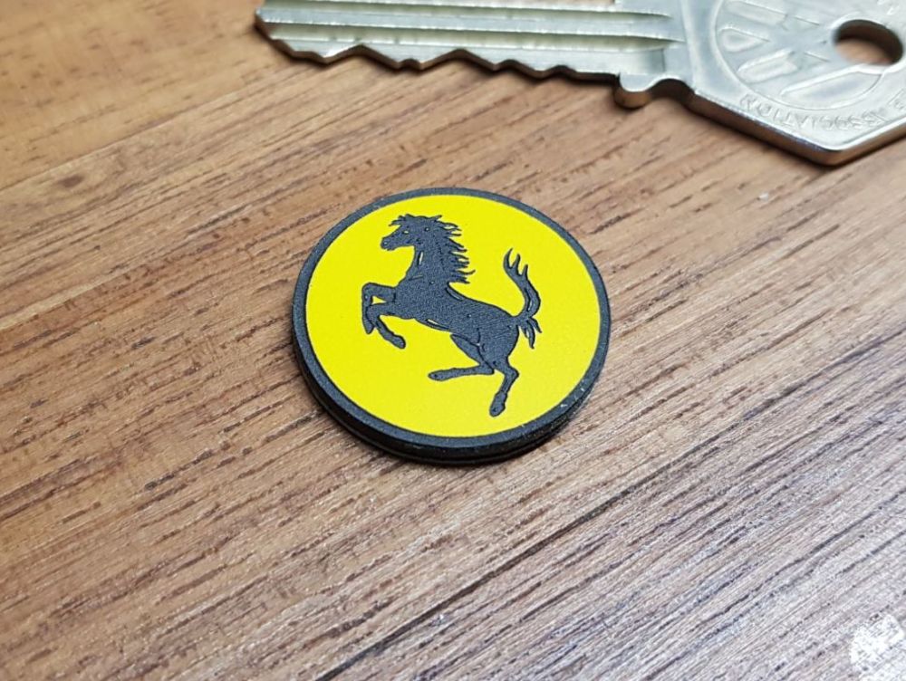 Ferrari Circular Self Adhesive Yellow and Black Car Badge - 25mm, 33mm, or 45mm