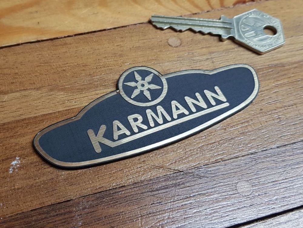 Karmann Logo Black & Gold Self Adhesive Car Badge 4"