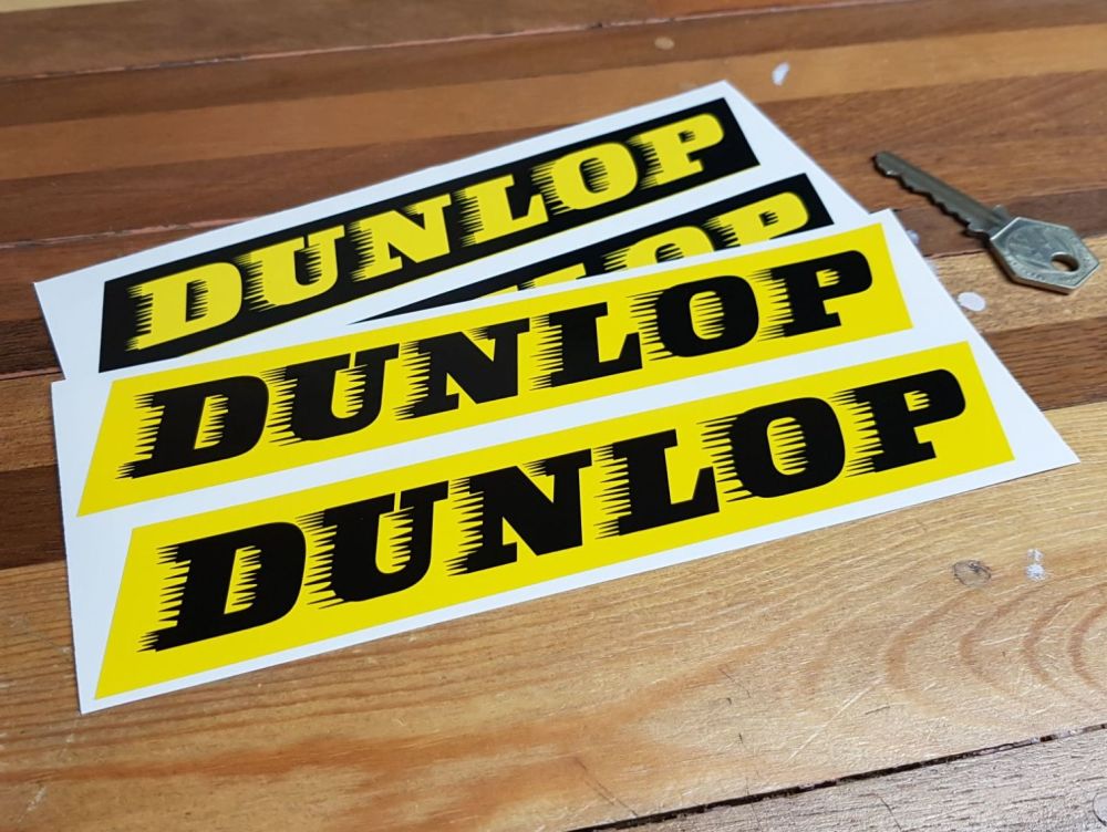 Dunlop 'Speed-Straked' Yellow & Black Stickers - 7" Pair