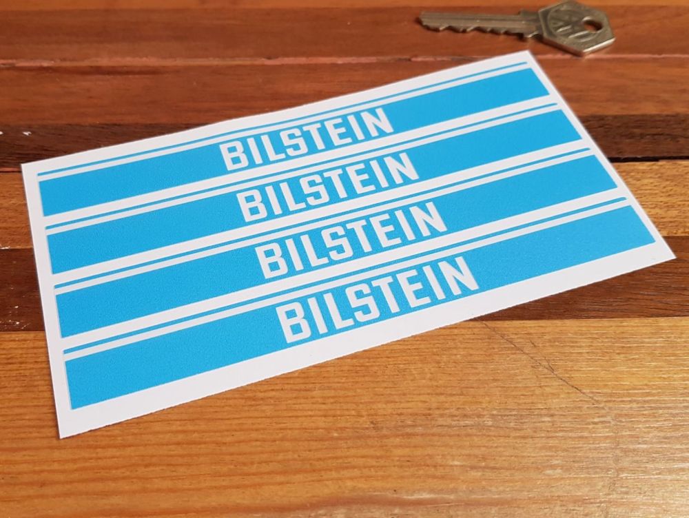 Bilstein Shock Absorbers Blue & Clear Oblong Stickers - Set of 4 - 6"
