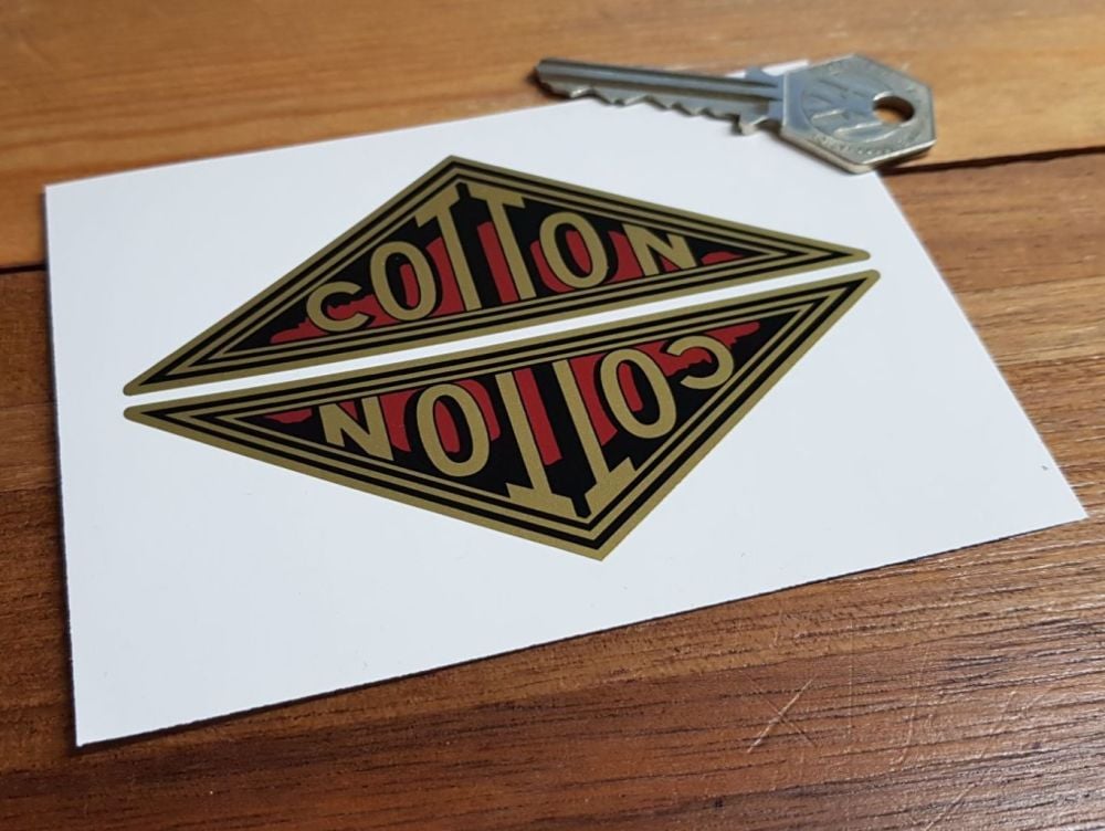 Cotton Motorcycle Triangular Gold Stickers - 4" or 6" Pair