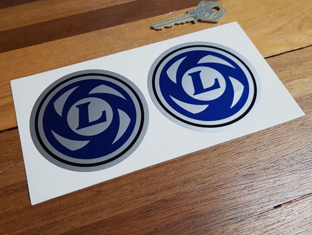 British Leyland Circular 'L' Logo Blue, Silver & Black Coach line Stickers.