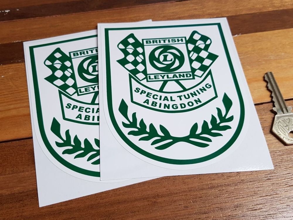 British Leyland Special Tuning Abingdon Green & White Shield Stickers. 5.5