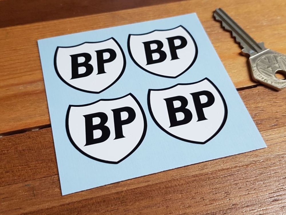 BP Black & White Shield Stickers. Set of 4 1.5