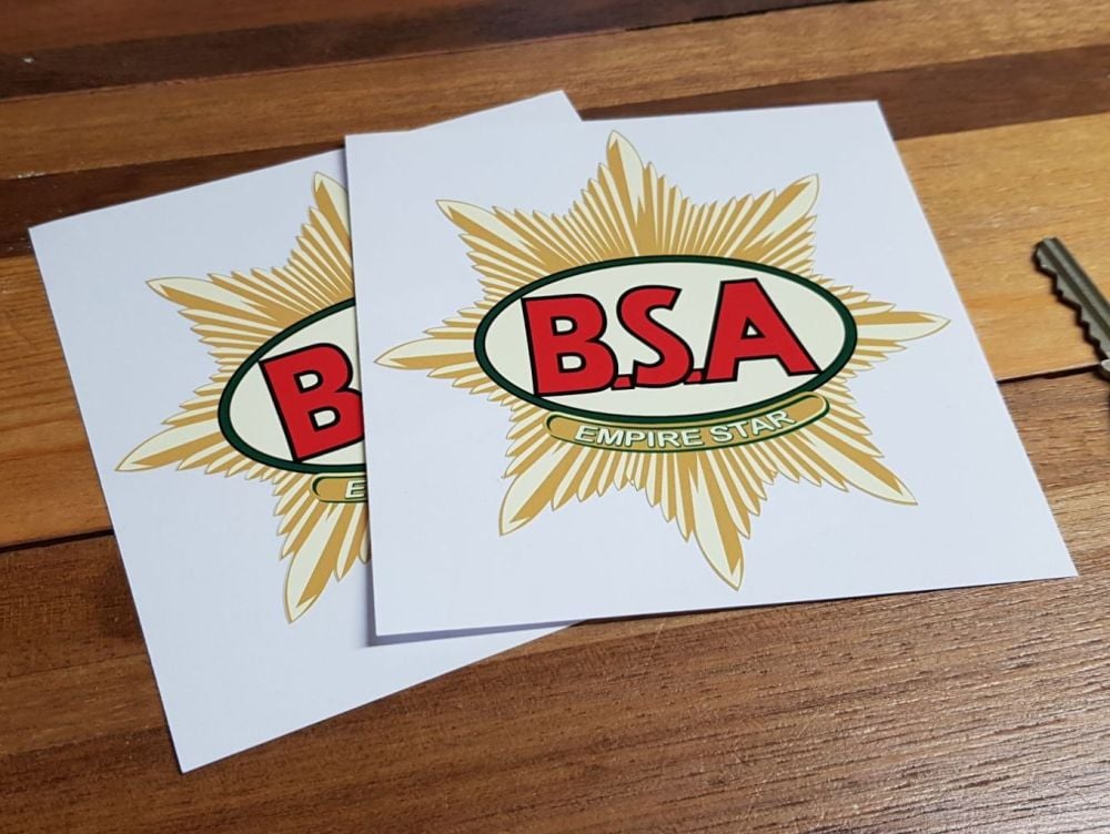 BSA Empire Star Stickers. 4.5" Pair.