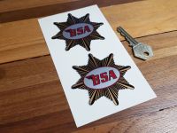 BSA Plain Gold Star Shaped Stickers. 3" or 4" Pair.