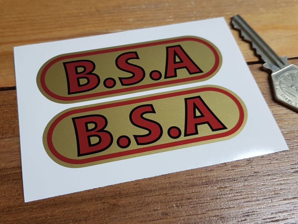 BSA Red & Gold Oval Stickers. 2