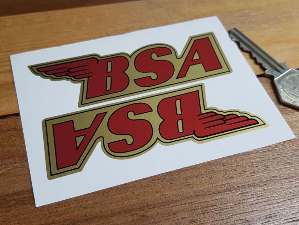 BSA Shaped Red & Gold Stickers. 4