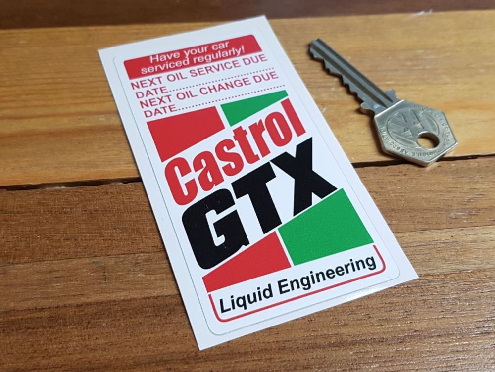 Castrol GTX Liquid Engineering Service Sticker. 4.75".