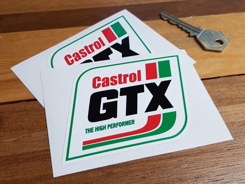 Castrol GTX 'High Performer' Stickers. 3.5" or 5.5" Pair.