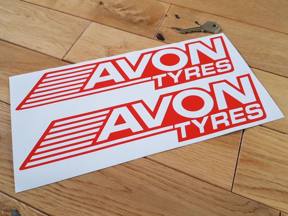 Avon Tyres Streaked Negative Style Cut Vinyl Stickers 12" Pair