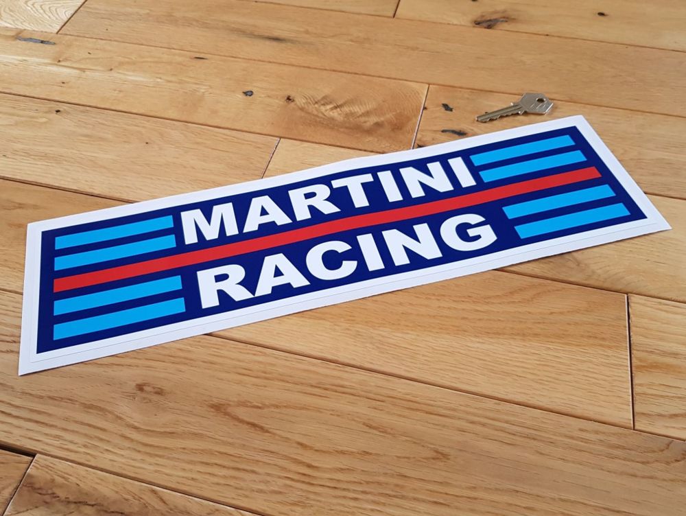 Martini Racing Streaked Blue Background Stickers 16" Pair