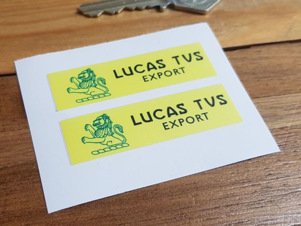 Lucas TVS No Dash Style Export Tape Stickers 62mm Pair