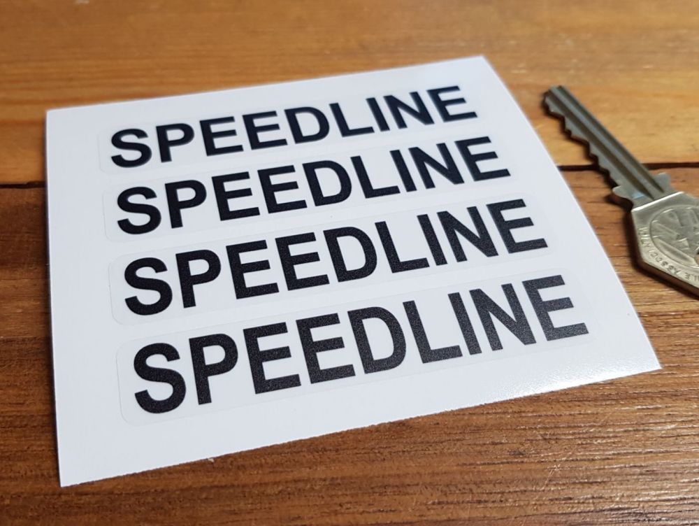 Speedline Black & Clear Uppercase Stickers - Set of 4 - 85mm