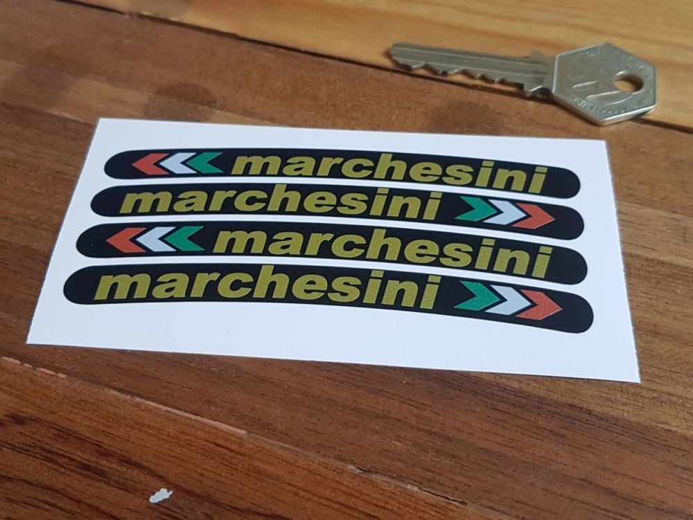Marchesini Curved Wheels Stickers Gold & Black - Set of 4 - 4"