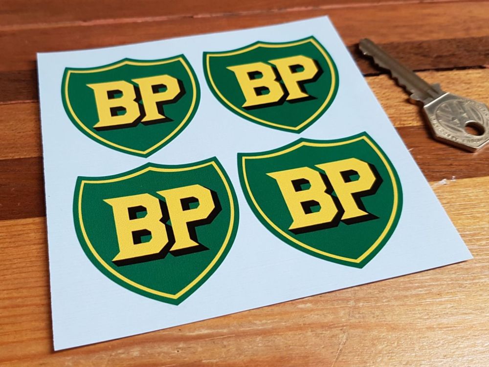 BP Pre '58 Style Shield Stickers. Set of 4. 50mm.
