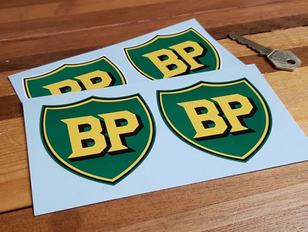 BP Pre '58 Style Shield Stickers. 2", 3", 4" or 6" Pairs.
