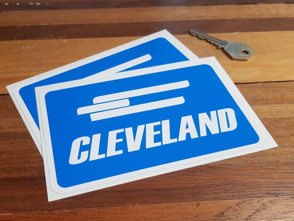 Cleveland Petrol Blue Oblong Stickers. 4", 6" or 9" Pair.