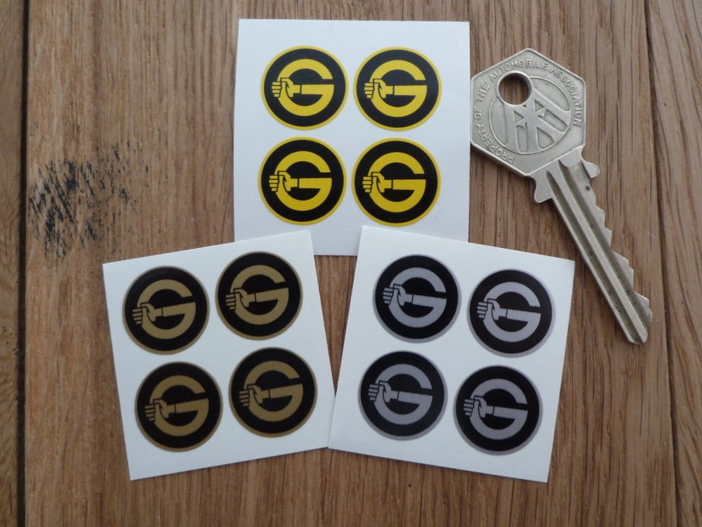 Girling Small G Stickers. Set of 4. 18mm.