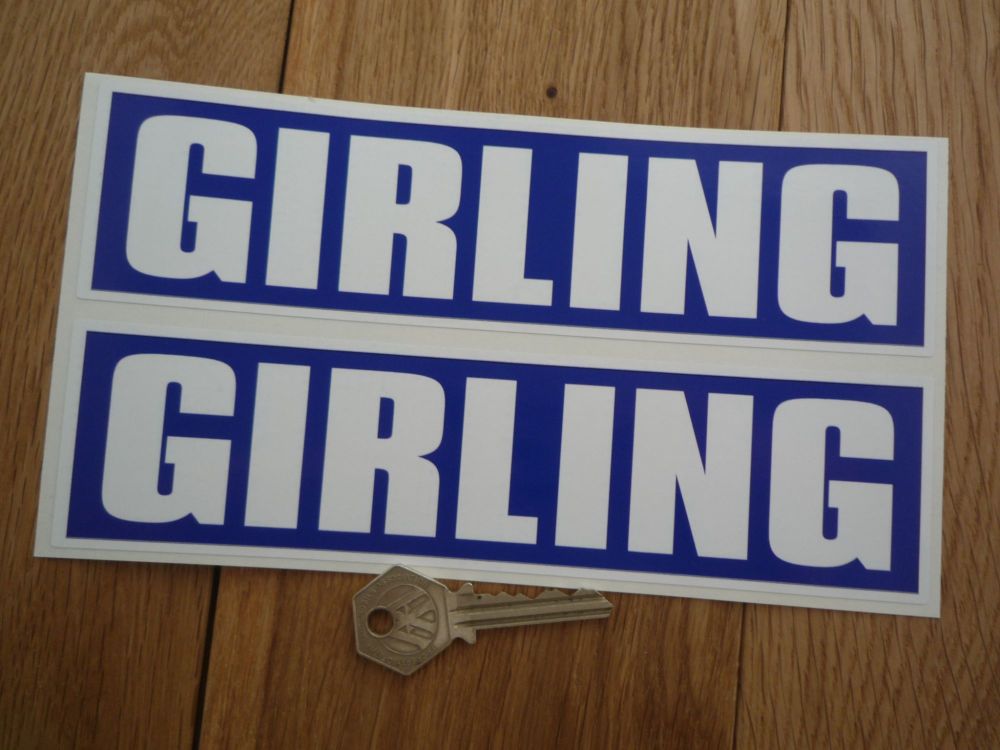 Girling GT40 Style Blue & White Oblong Stickers. 8