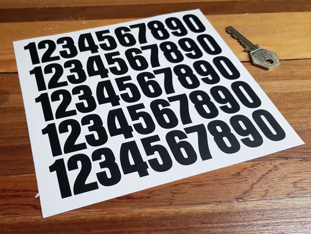 Cut Number Stickers. 1 - 0. Sheet of 50. 30mm Tall.