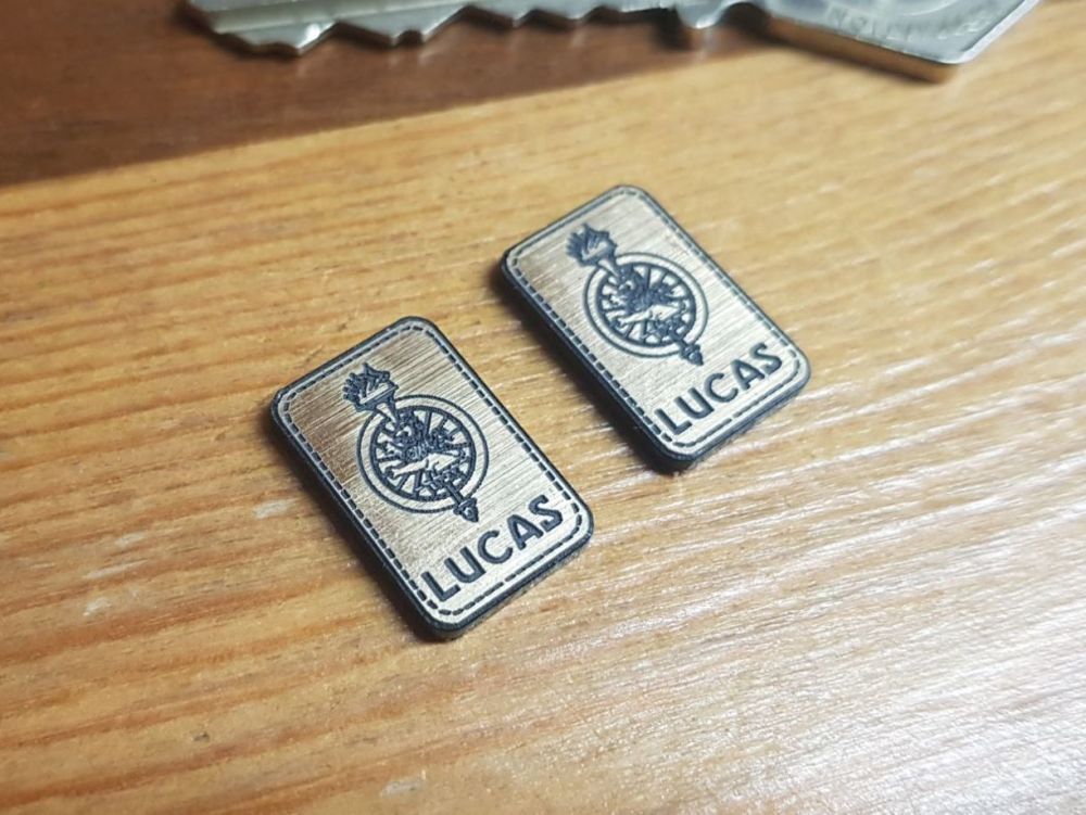 Lucas Electrical Ltd. Oblong Gold Style Self Adhesive Badges - 18mm Pair