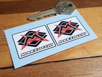 Marzocchi M White Oblong Stickers 1.5" Pair