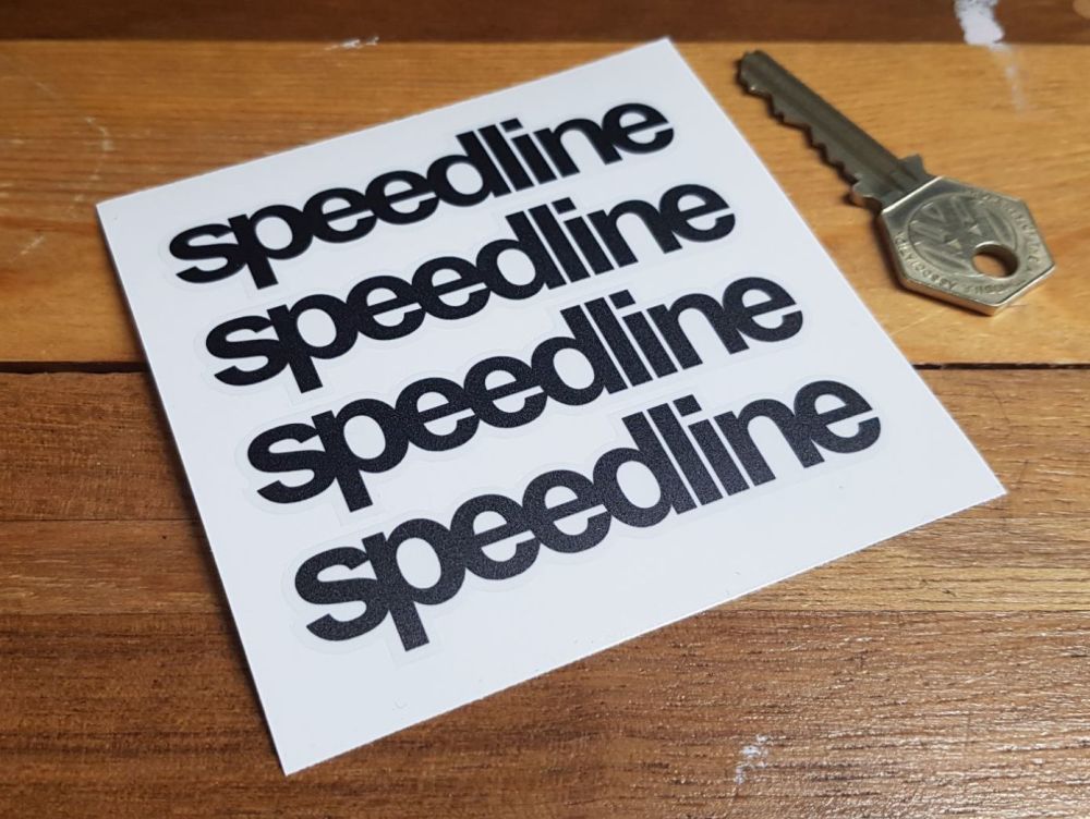 Speedline Black & Clear Lowercase Stickers - Set of 4 - 85mm