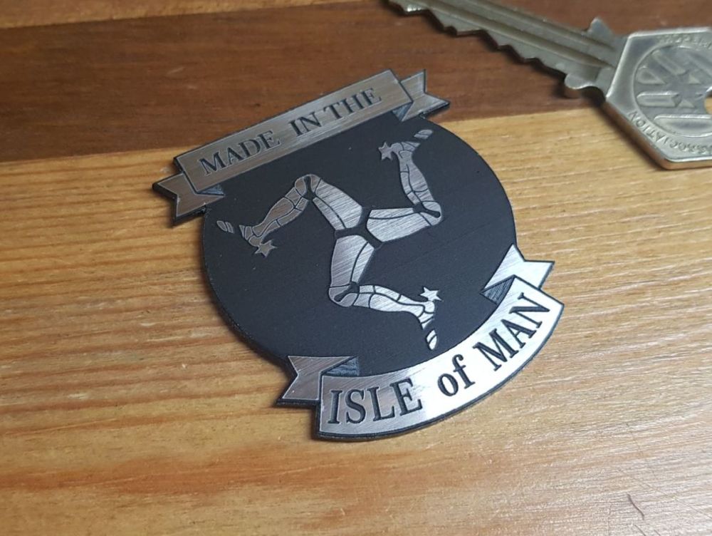 Made in Isle Of Man Triskelion & Scroll Self Adhesive Badge 2
