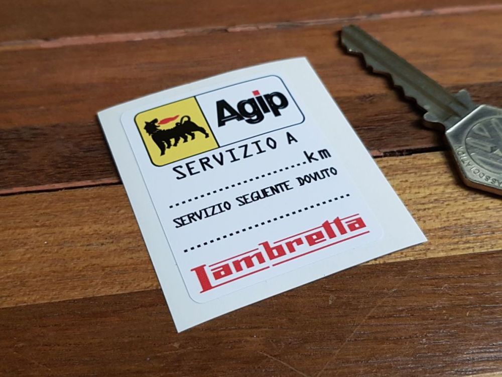 Lambretta Agip Service Sticker. 2