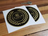 Lotus Black & Gold Garland Roundel Stickers. 2.5", 4" or 6" Pair.