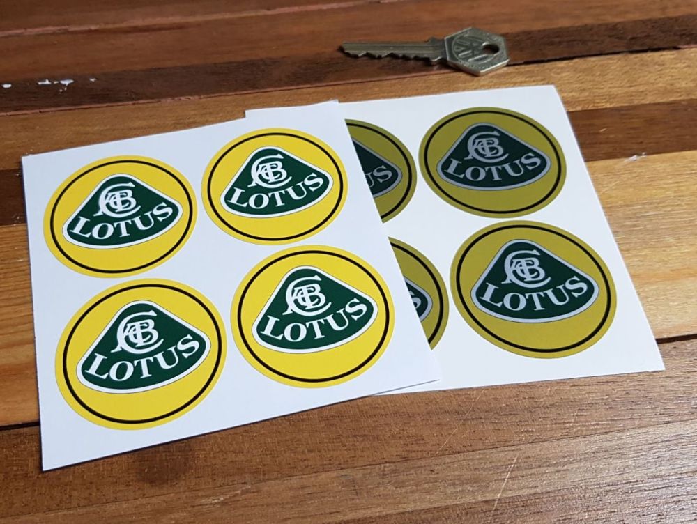 Lotus Wheel Centre With Black Outline Stickers Coloured. 50mm Set of 4.