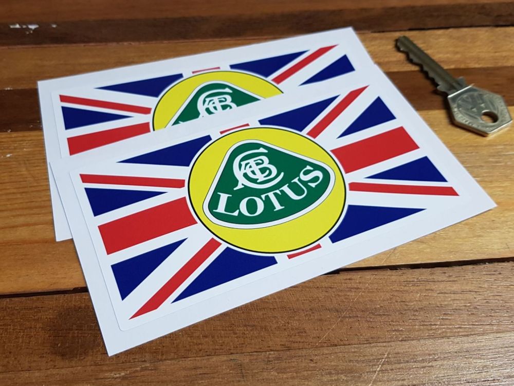 Lotus Union Jack Stickers. 5" Pair.