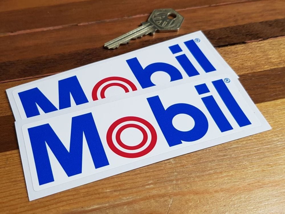 Mobil 'O' Style Oblong Stickers. 5" Pair.