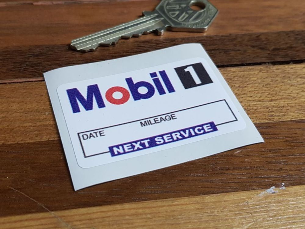 Mobil One 'Next Service' Sticker. 2
