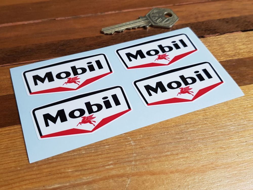 Mobil Gas Station Stickers. Set of 4. 60mm.