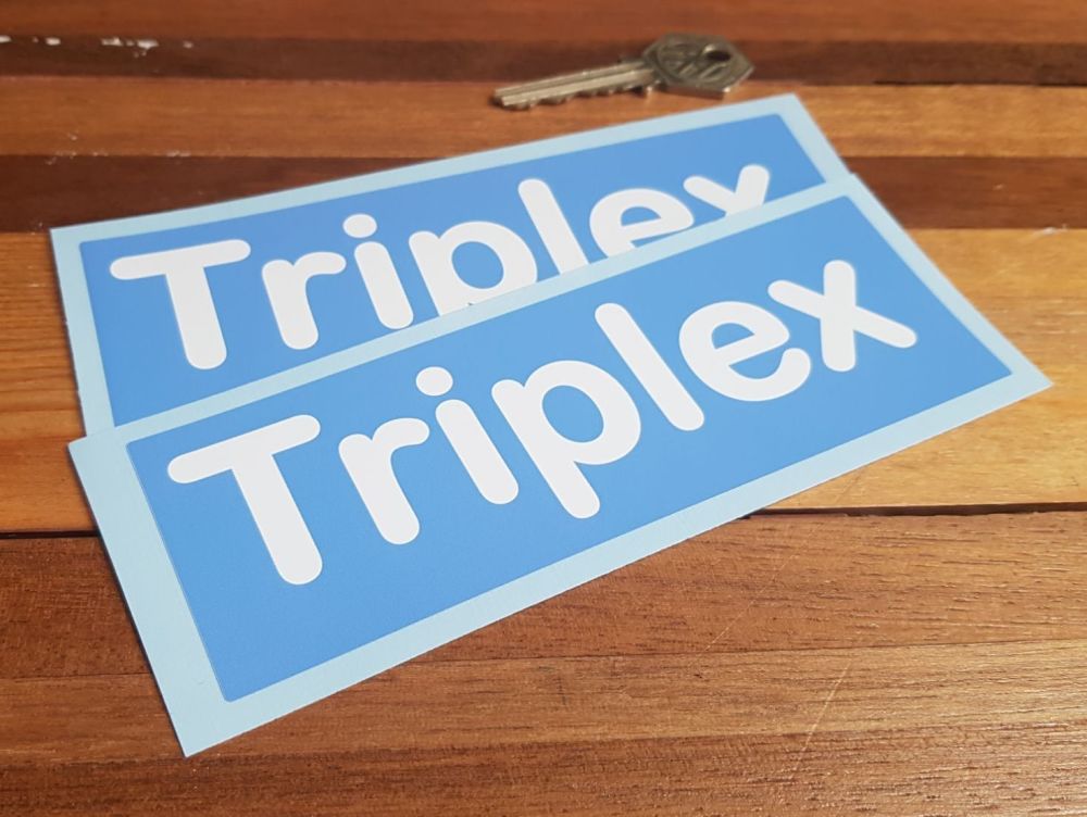 Triplex Blue & White Oblong Stickers. 6" Pair.
