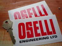 Oselli Engineering Red, White & Black Oblong Stickers. 4