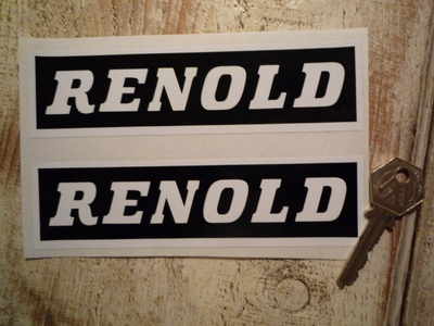 Renold Black & White Oblong Stickers. 6" Pair.