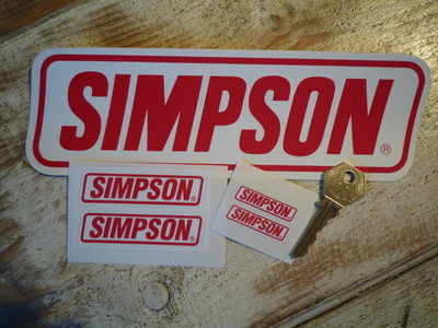 Simpson Red & White Slanted Oblong Stickers. 1.5