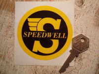 Speedwell Yellow & Black Circular Stickers. 3.25